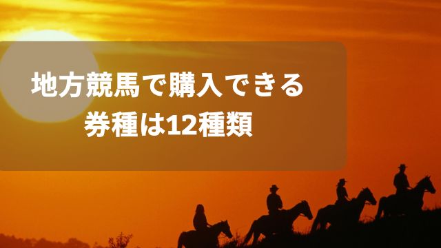 地方競馬で購入できる券種は12種類